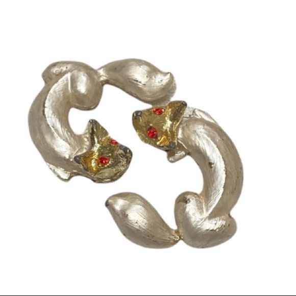 Vintage Enamel And Rhinestone Fox Pins (2) Brooches - Picture 8 of 16